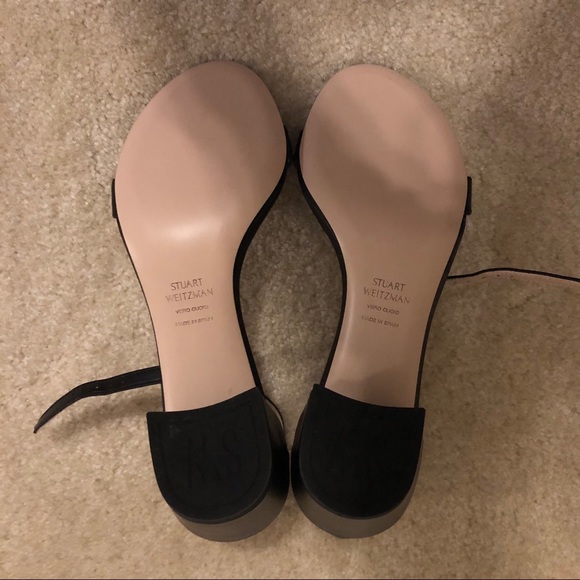 Stuart Weitzman Simple Black Suede Sandals - Picture 2 of 7